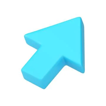 Up arrow right direction blue marker cyberspace interface cursor 3d icon re.. Stock Illustration