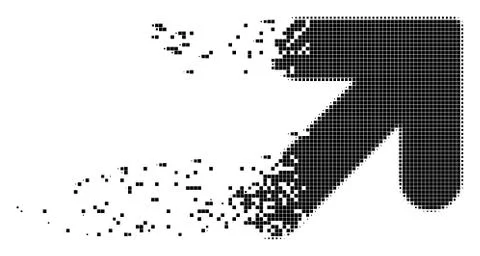 Arrow Up Right Dissipated Pixel Icon Stock Illustration
