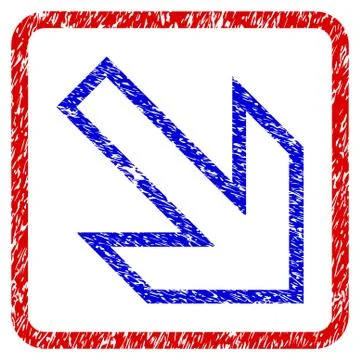 Arrow Right Down Grunge Framed Icon 库存插图