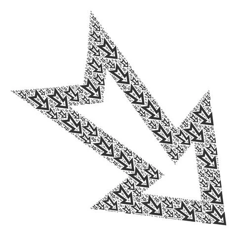 Arrow Right Down Recursion Mosaic of Itself Icons Stock Illustration