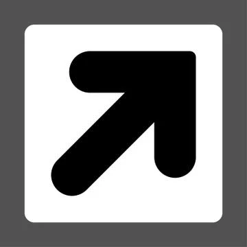 Arrow Up Right flat black and white colors rounded button Illustrazione stock