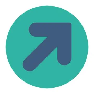 Arrow Up Right flat cobalt and cyan colors round button 스톡 일러스트
