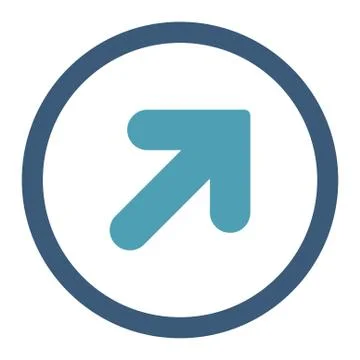 Arrow Up Right flat cyan and blue colors rounded vector icon Stock Illustration