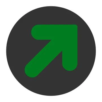 Arrow Up Right flat green and gray colors round button 스톡 일러스트