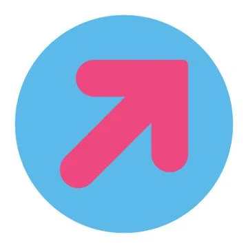 Arrow Up Right flat pink and blue colors round button 스톡 일러스트