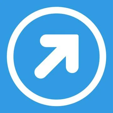 Arrow Up Right flat white color rounded vector icon Stock Illustration