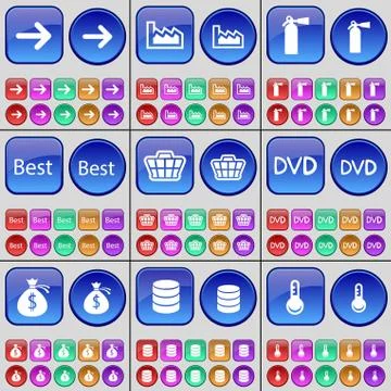 Arrow right, Graph, Fire extinguisher, Best, Basket, DVD, Money bag, Database, T イラスト素材