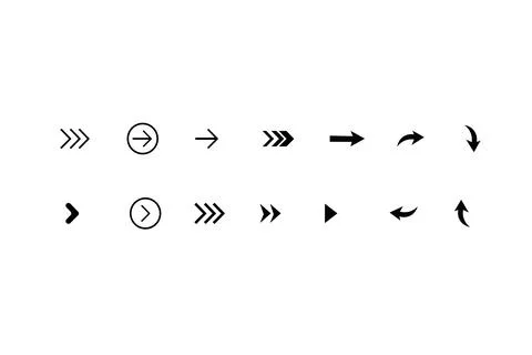 Arrow right. Next direction vector. Cursor pointer. Navigation interface. Stock Illustration