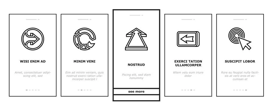 Arrow right next sign up onboarding icons set vector Stock-Illustration