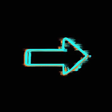 Arrow right. Pointer drawn by hand with a jagged line on a black background. Stock Illustration