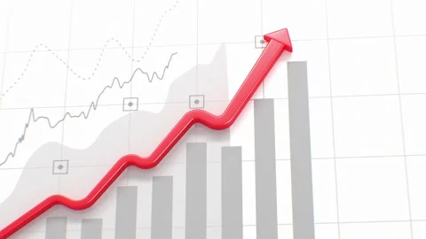 Arrow Rising and Falling Over Global Chart Bars Illustration. Abstract Digital Stock Footage 302471710