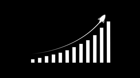 Arrow Rising On Graph With color rocket Sale Symbols. Abstract business gro.. 스톡 동영상 293486380
