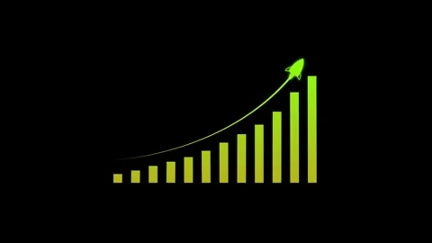 Arrow Rising On Graph green color rocket Sale Symbols. Abstract business gr.. Stock Footage 293486379