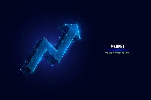 Arrow rising upward low poly vector illustration Stock Illustration