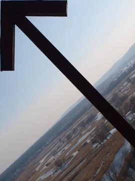 Up arrow. River flood in early spring Stock Photos