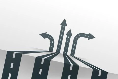 Arrow road lines in set on white Stock Illustration