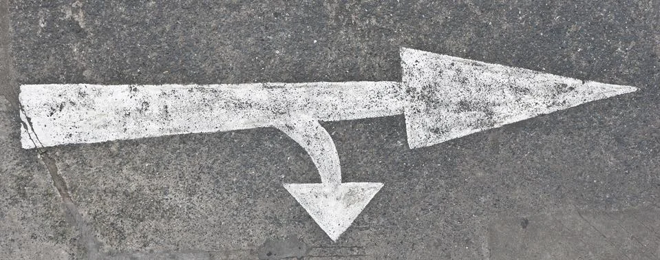 Arrow on the road Foto stock