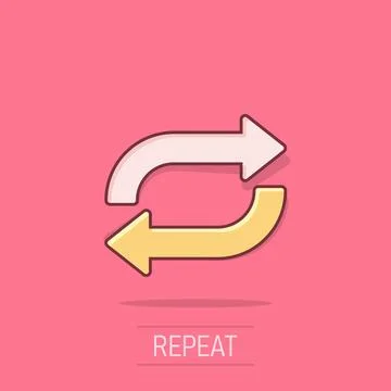 Arrow rotation icon in comic style. Sync action cartoon vector illustration.. Stock Illustration