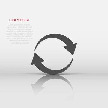 Arrow rotation icon in flat style. Sync action vector illustration on white.. Stock Illustration