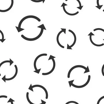 Arrow rotation icon seamless pattern background. Sync action vector illustrat Stock Illustration