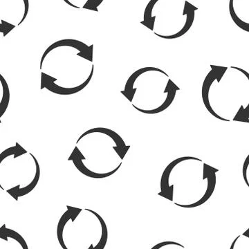 Arrow rotation icon seamless pattern background. Sync action vector illustrat 库存插图