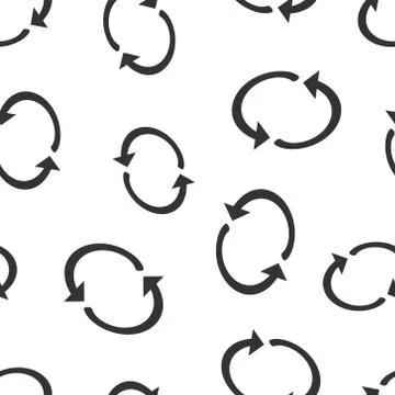 Arrow rotation icon seamless pattern background. Sync action vector illustrat Stock Illustration