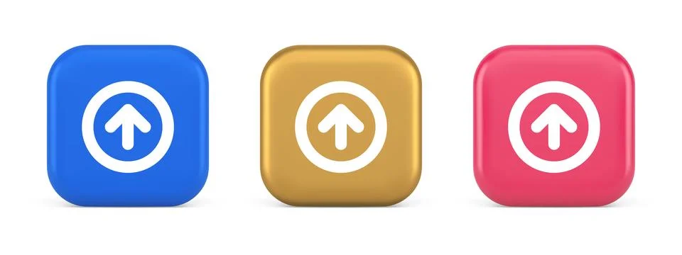 Up arrow round border button cyberspace navigation pointer 3d realistic icon Stock Illustration