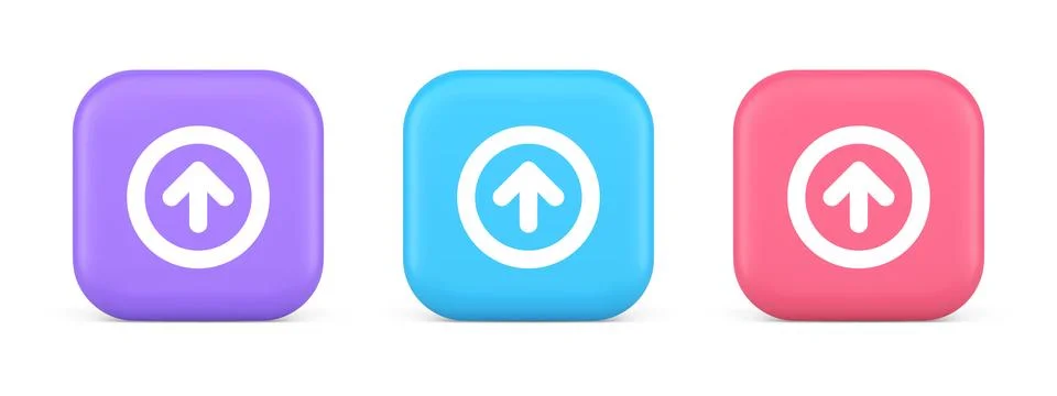 Up arrow round border button cyberspace navigation pointer 3d realistic icon Stock Illustration