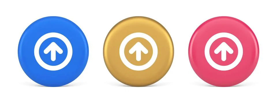 Up arrow round border button cyberspace navigation pointer 3d realistic cir.. イラスト素材
