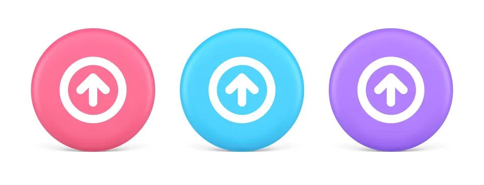 Up arrow round border button cyberspace navigation pointer 3d realistic pink  Stockillustratie