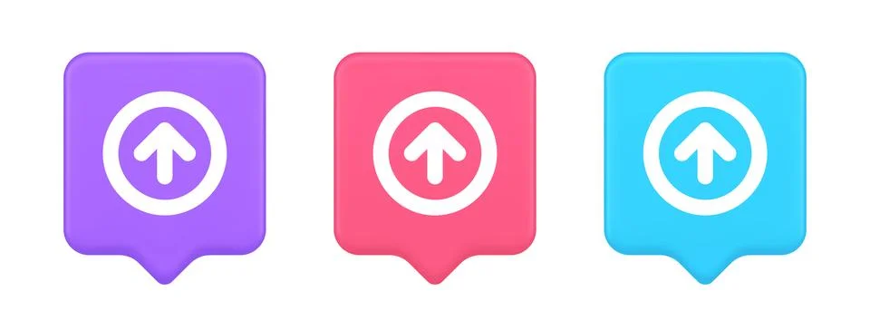 Up arrow round border button cyberspace navigation pointer 3d realistic speec Stock Illustration
