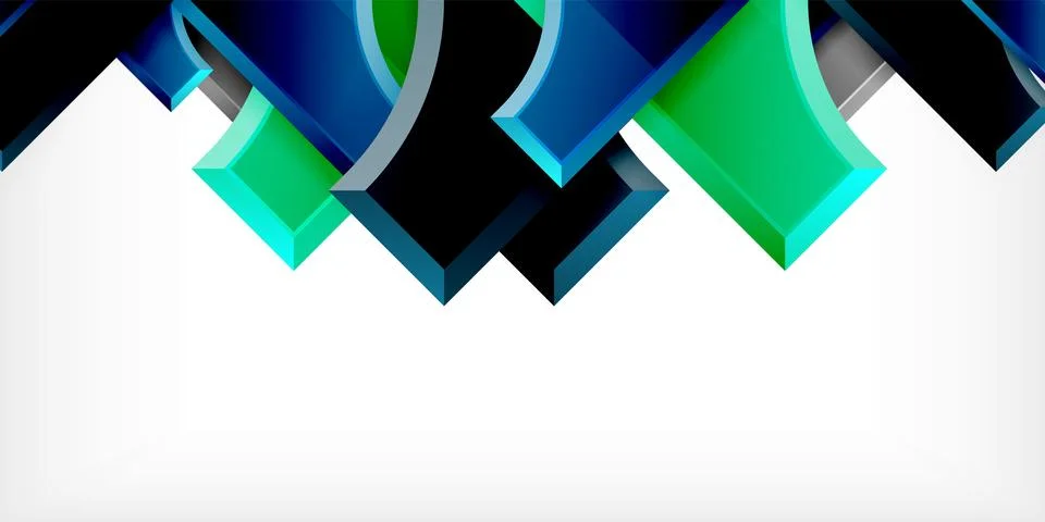 Arrow with round elements. Color geometric shapes background. Vector Stock Illustration