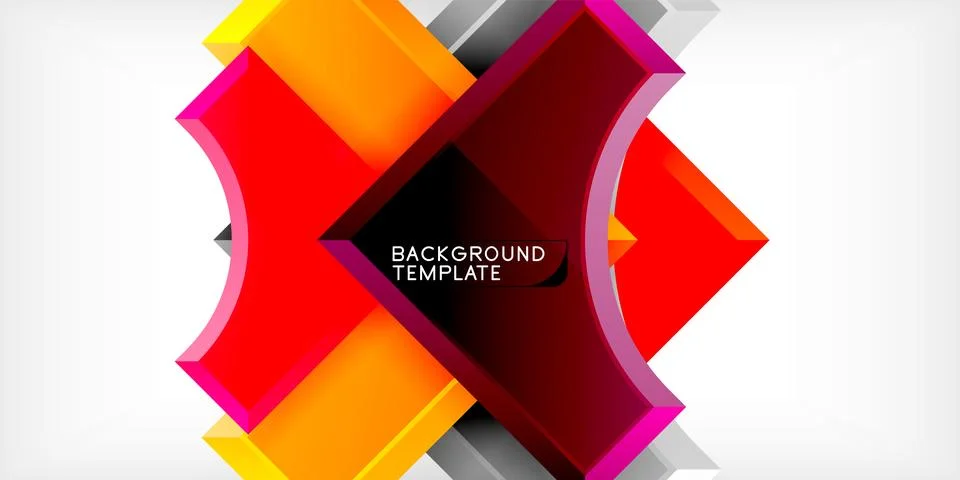 Arrow with round elements. Color geometric shapes background. Vector Illustrazione stock
