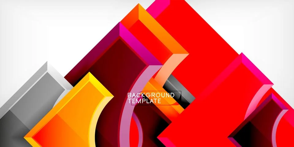 Arrow with round elements. Color geometric shapes background. Vector 스톡 일러스트