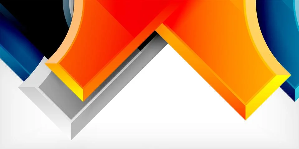 Arrow with round elements. Color geometric shapes background. Vector Stock Illustration