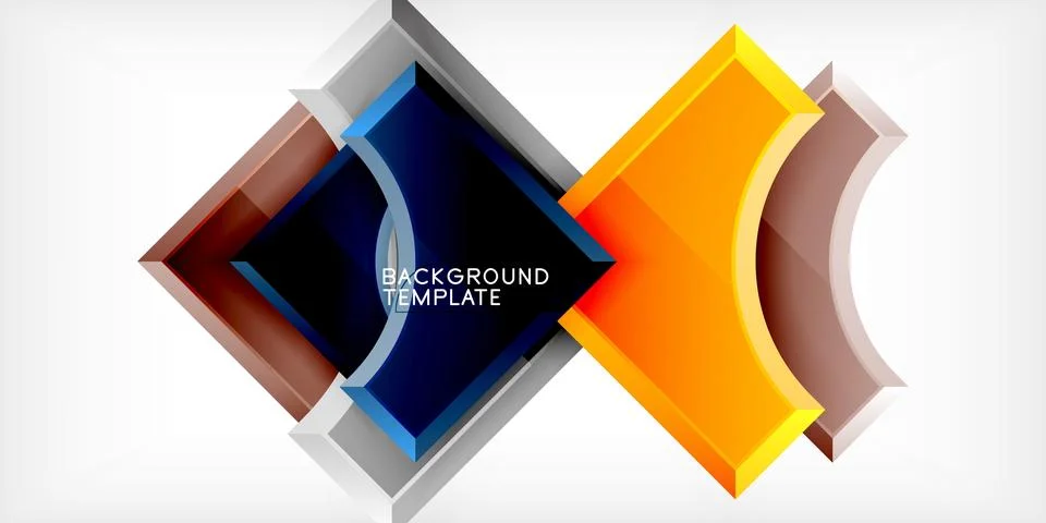 Arrow with round elements. Color geometric shapes background. Vector Stock Illustration