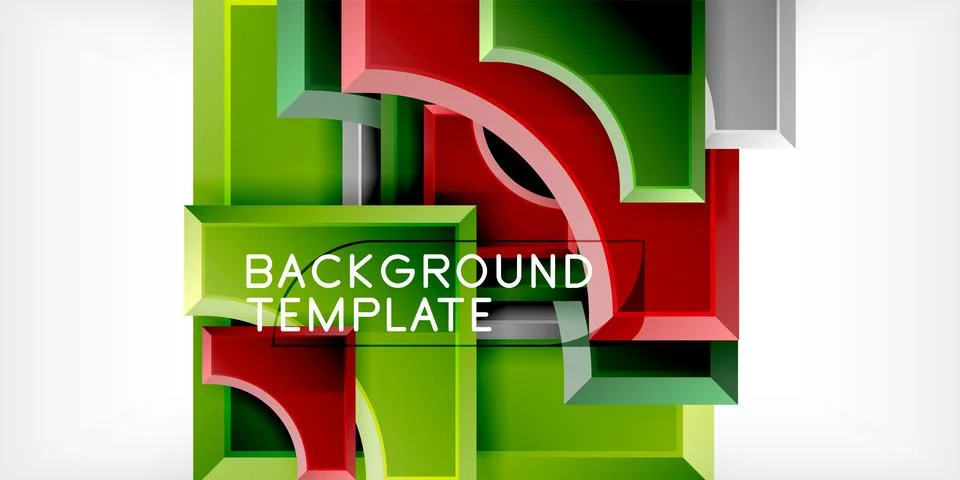 Arrow with round elements. Color geometric shapes background. Vector Stock Illustration