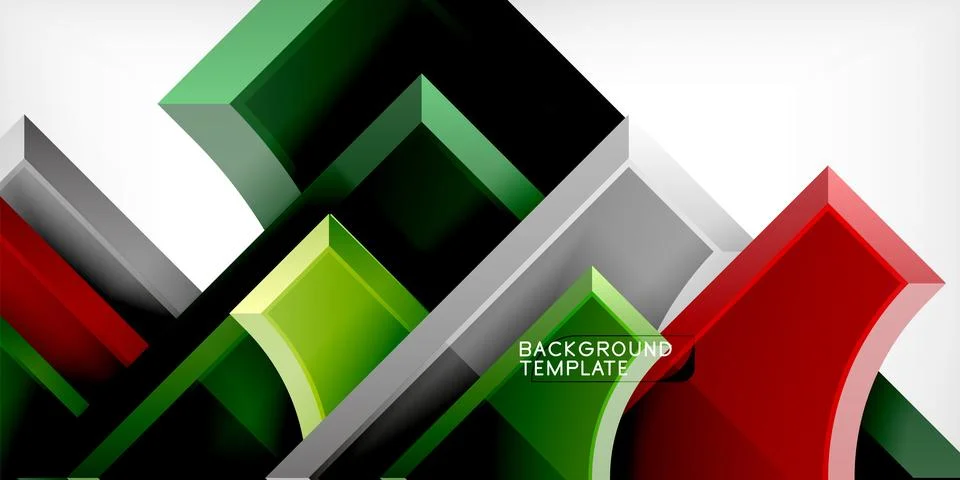 Arrow with round elements. Color geometric shapes background. Vector 스톡 일러스트