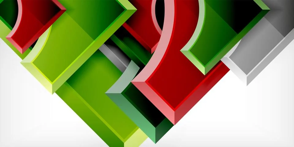 Arrow with round elements. Color geometric shapes background. Vector Stock Illustration