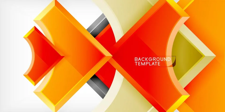 Arrow with round elements. Color geometric shapes background. Vector Stock Illustration