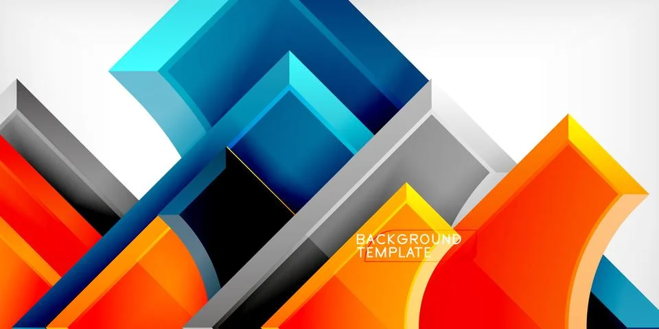 Arrow with round elements. Color geometric shapes background. Vector 스톡 일러스트