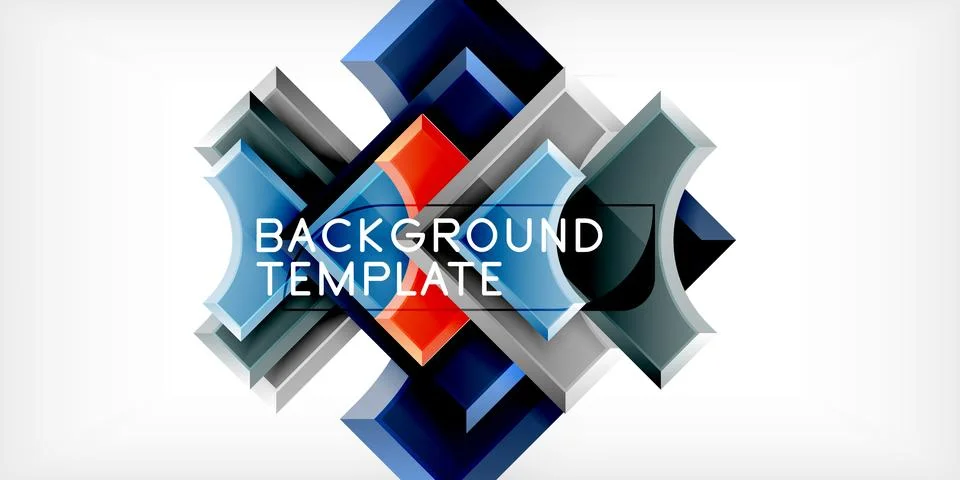 Arrow with round elements. Color geometric shapes background. Vector Stock Illustration