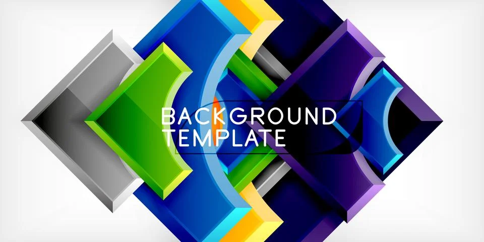 Arrow with round elements. Color geometric shapes background. Vector Stock Illustration