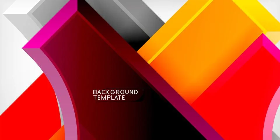 Arrow with round elements. Color geometric shapes background. Vector 스톡 일러스트