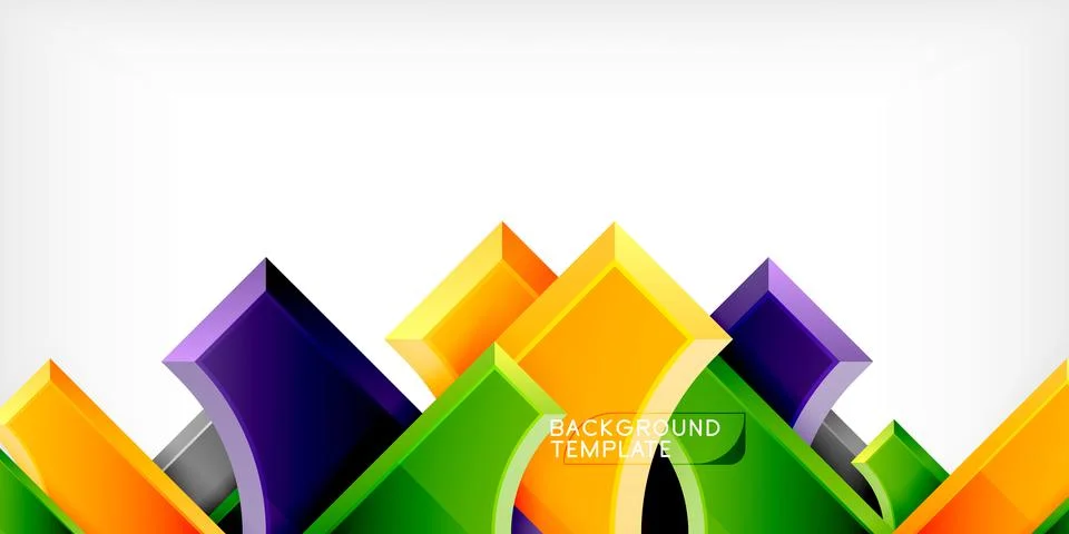 Arrow with round elements. Color geometric shapes background. Vector Stock Illustration