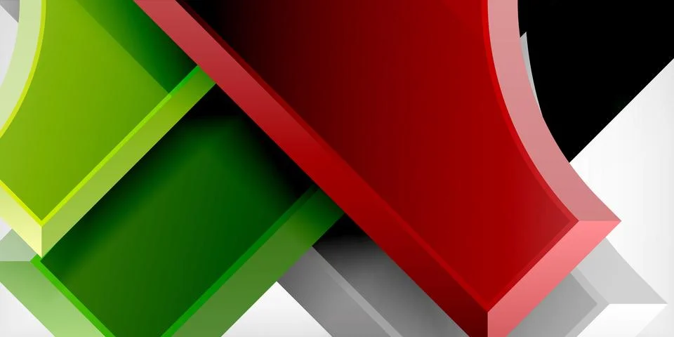 Arrow with round elements. Color geometric shapes background. Vector Illustrazione stock