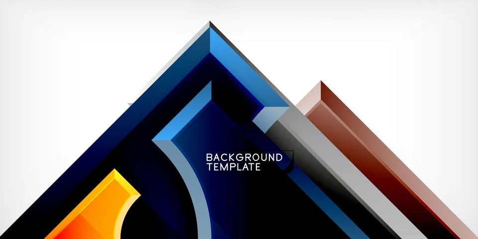 Arrow with round elements. Color geometric shapes background. Vector Illustrazione stock
