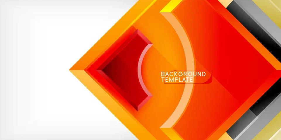Arrow with round elements. Color geometric shapes background. Vector Illustrazione stock