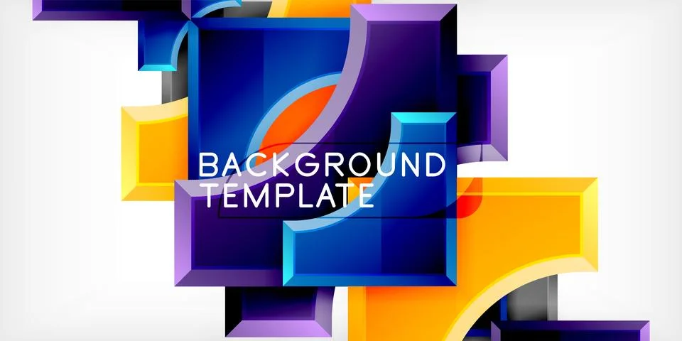 Arrow with round elements. Color geometric shapes background. Vector Stock Illustration