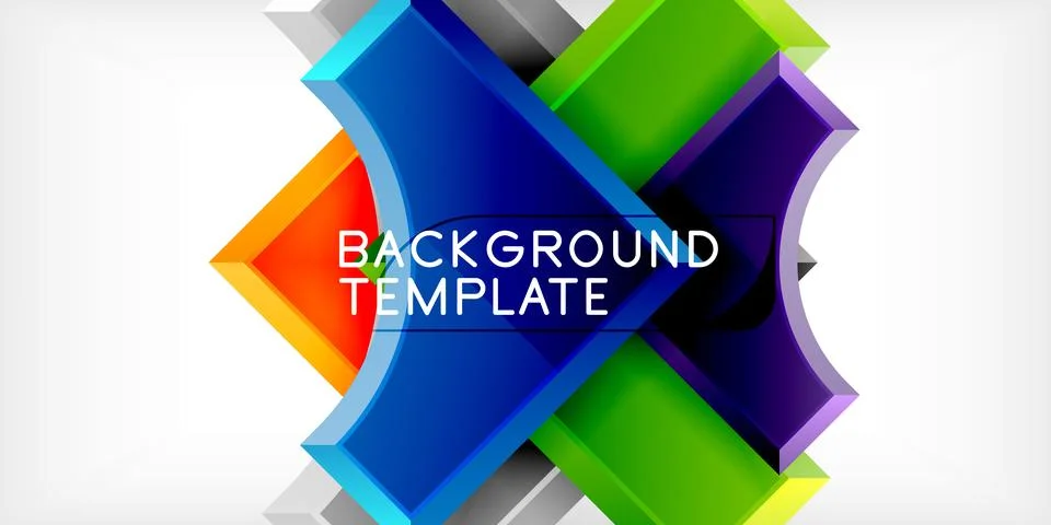 Arrow with round elements. Color geometric shapes background. Vector Stock Illustration